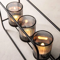 KSP Horizon '3-Lite' Iron Candle Holder (Black/Smoke)