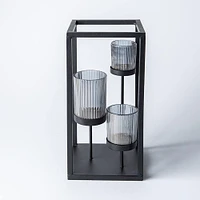 KSP Elevate '3-Lite' Iron Candleholder 12" H (Black/Smoke)
