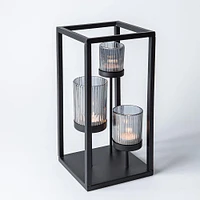 KSP Elevate '3-Lite' Iron Candleholder 12" H (Black/Smoke)
