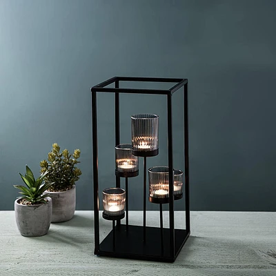 KSP Elevate '5-Lite' Iron Candleholder 17" H (Black/Smoke)