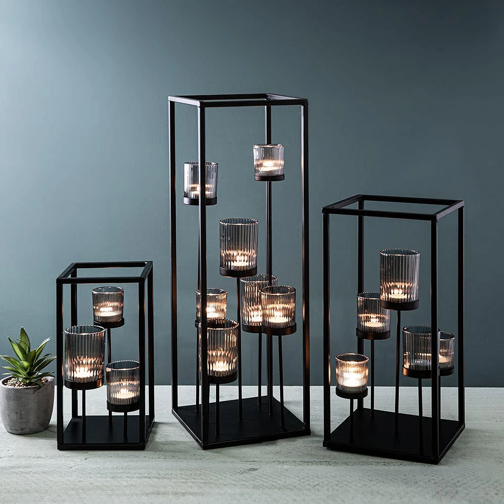 KSP Elevate '5-Lite' Iron Candleholder 17" H (Black/Smoke)