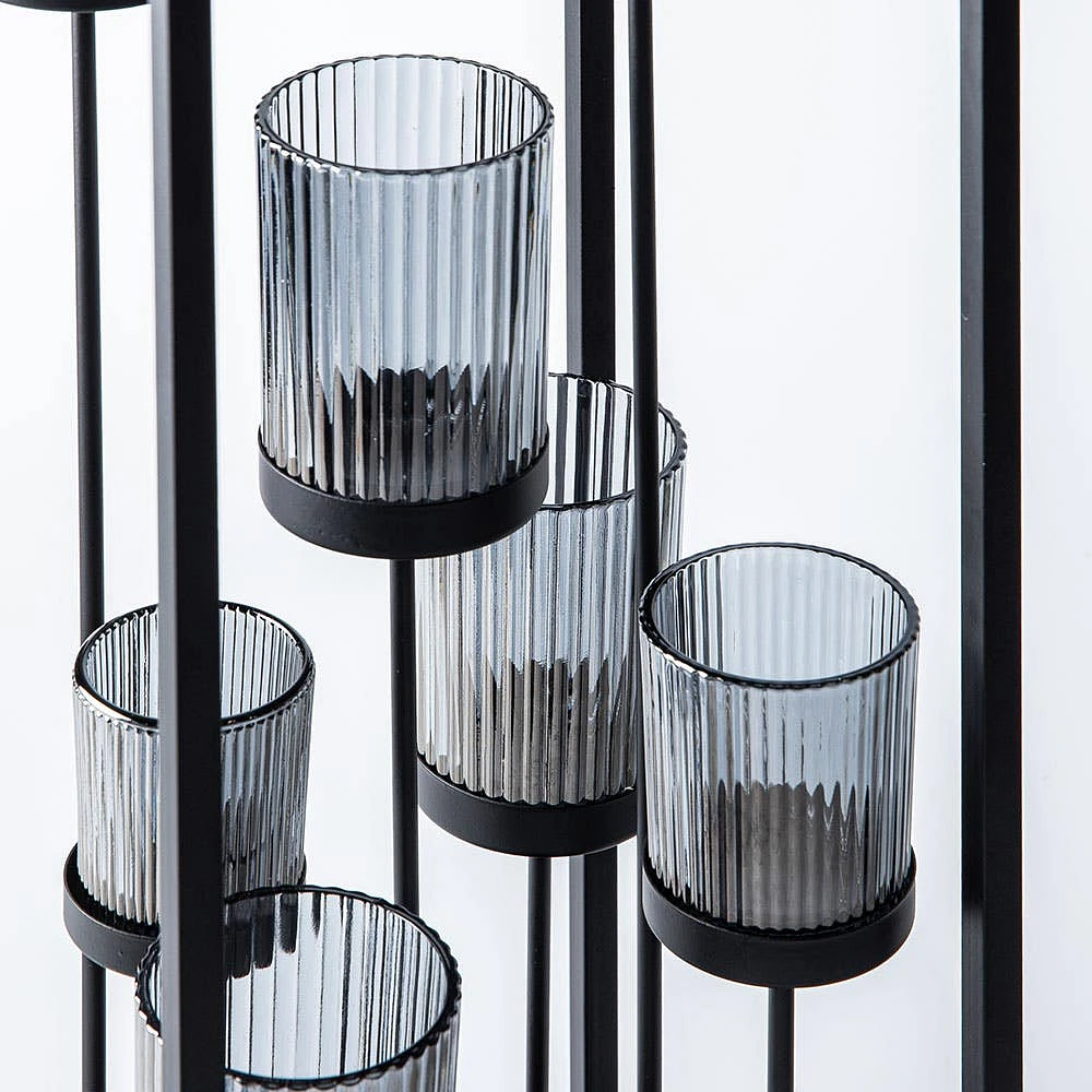 KSP Elevate '7-Lite' Iron Candleholder 24" H (Black/Smoke)