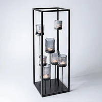 KSP Elevate '7-Lite' Iron Candleholder 24" H (Black/Smoke)