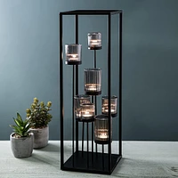 KSP Elevate '7-Lite' Iron Candleholder 24" H (Black/Smoke)