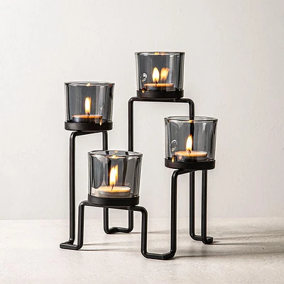 KSP Quartet '4-Lite' Iron Candleholder (Black/Smoke)