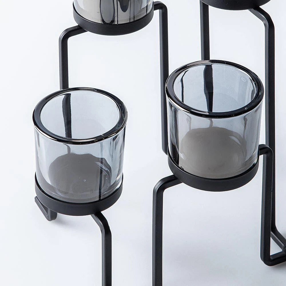 KSP Quartet '4-Lite' Iron Candleholder (Black/Smoke)