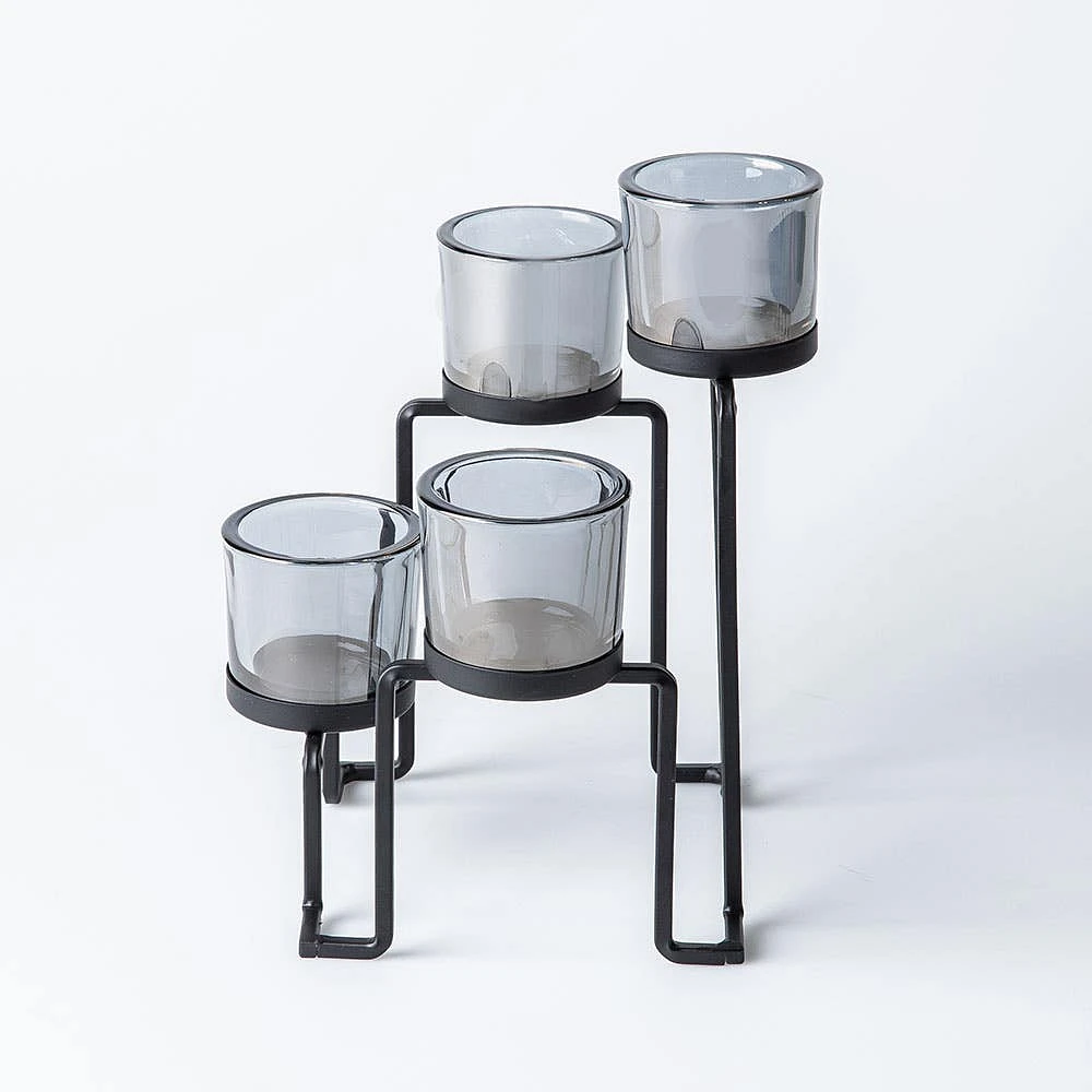 KSP Quartet '4-Lite' Iron Candleholder (Black/Smoke)
