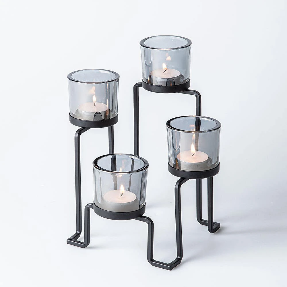 KSP Quartet '4-Lite' Iron Candleholder (Black/Smoke)