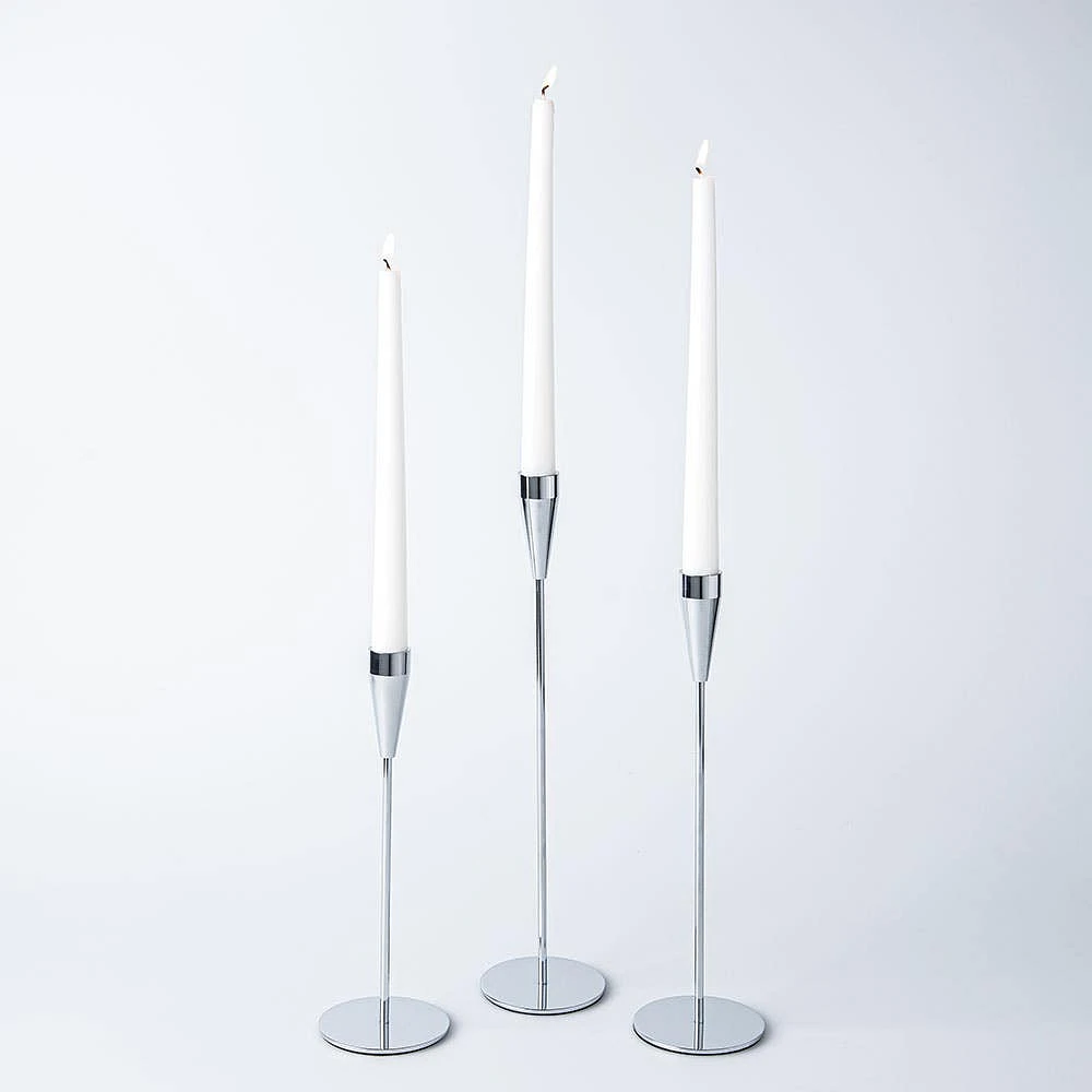 KSP Trinity Metal Taper Candle Holder - Set of 3 (Silver)