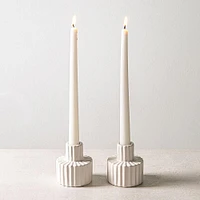 KSP Panelled Ceramic Taper Candle Holder - Set of 2 (White)
