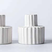 KSP Panelled Ceramic Taper Candle Holder - Set of 2 (White)