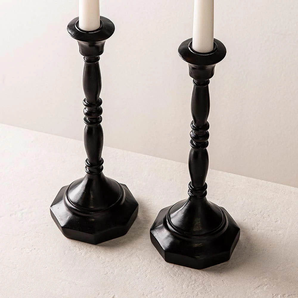 KSP Majestic Resin Taper Candleholder - Set of 2 (Black)