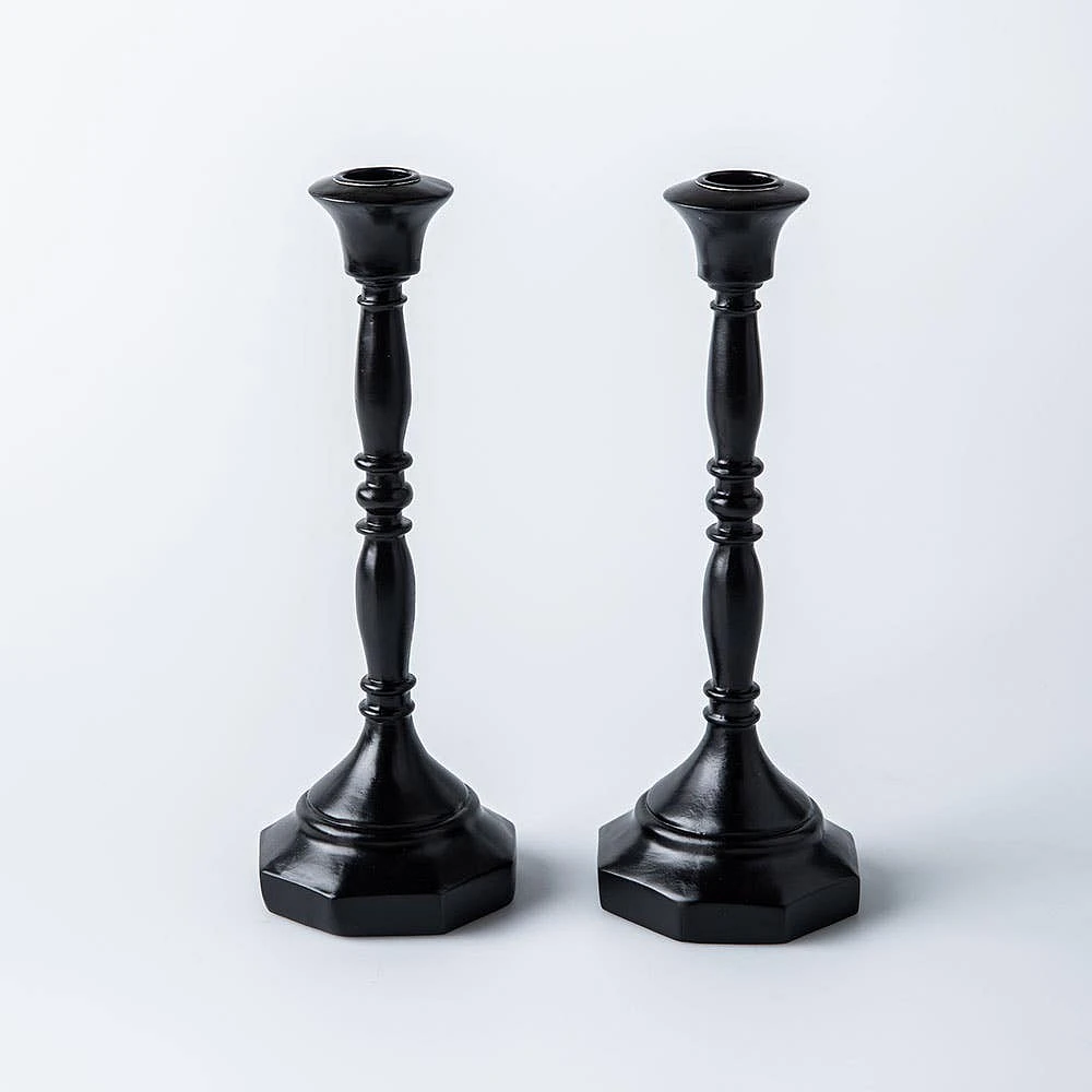 KSP Majestic Resin Taper Candleholder - Set of 2 (Black)