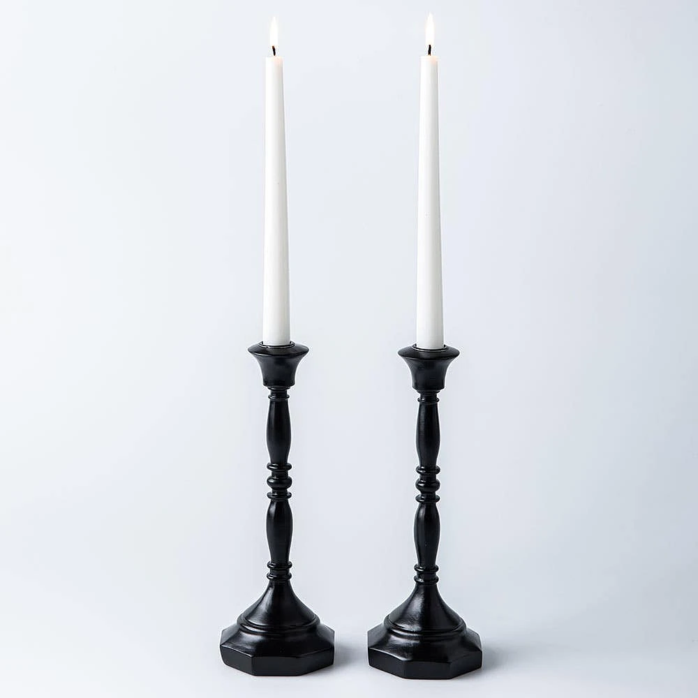 KSP Majestic Resin Taper Candleholder - Set of 2 (Black)
