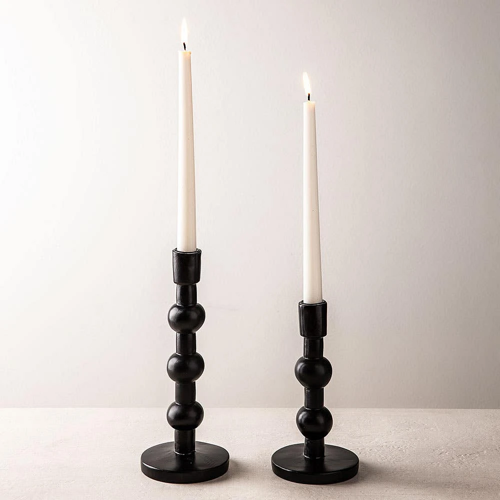 KSP Orbital Resin Taper Candleholder - Set of 2 (Black)