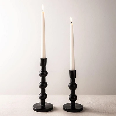 KSP Orbital Resin Taper Candleholder - Set of 2 (Black)