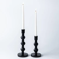 KSP Orbital Resin Taper Candleholder - Set of 2 (Black)