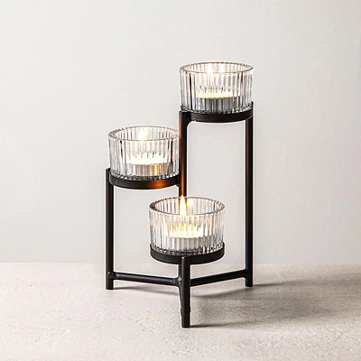 KSP Ascend '3-Lite' Iron Tealight Holder (Black)