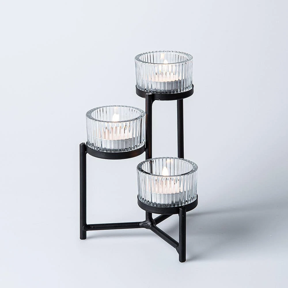 KSP Ascend '3-Lite' Iron Tealight Holder (Black)