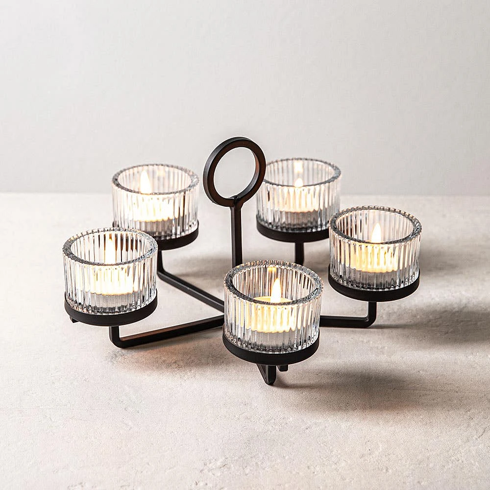 KSP Solis '5-Lite' Iron Tealight Holder (Black)