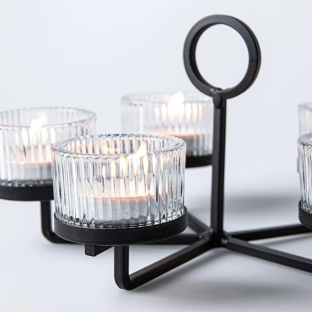 KSP Solis '5-Lite' Iron Tealight Holder (Black)