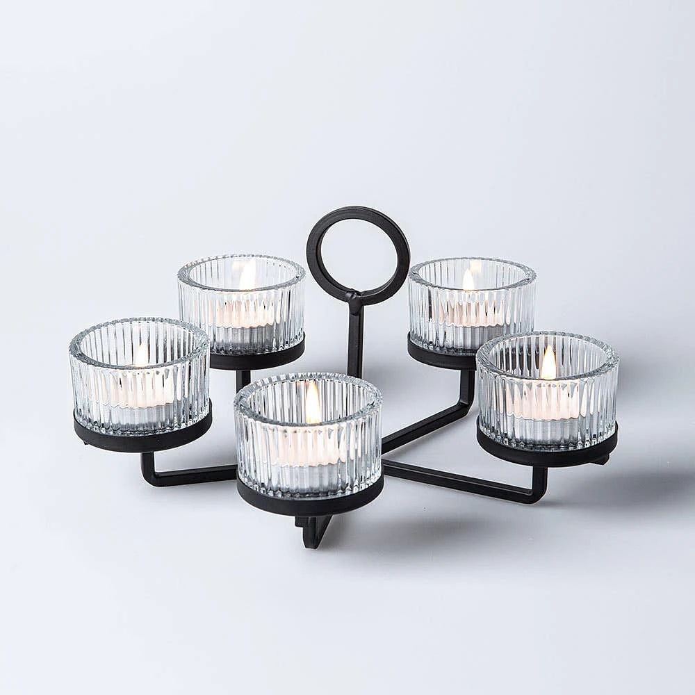 KSP Solis '5-Lite' Iron Tealight Holder (Black)