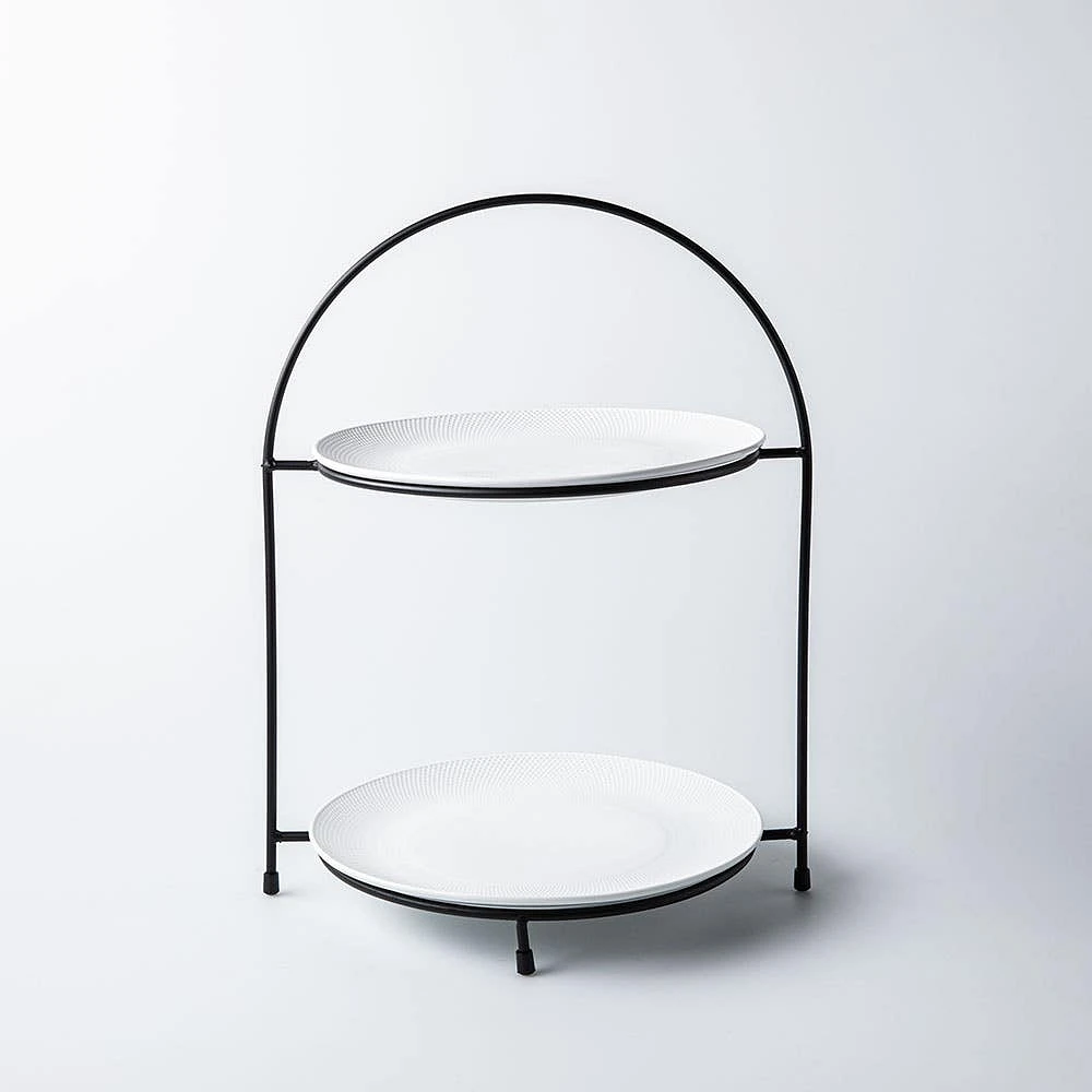 KSP Kingsley '2-Tier' Iron Plate Stand - Large (Black)