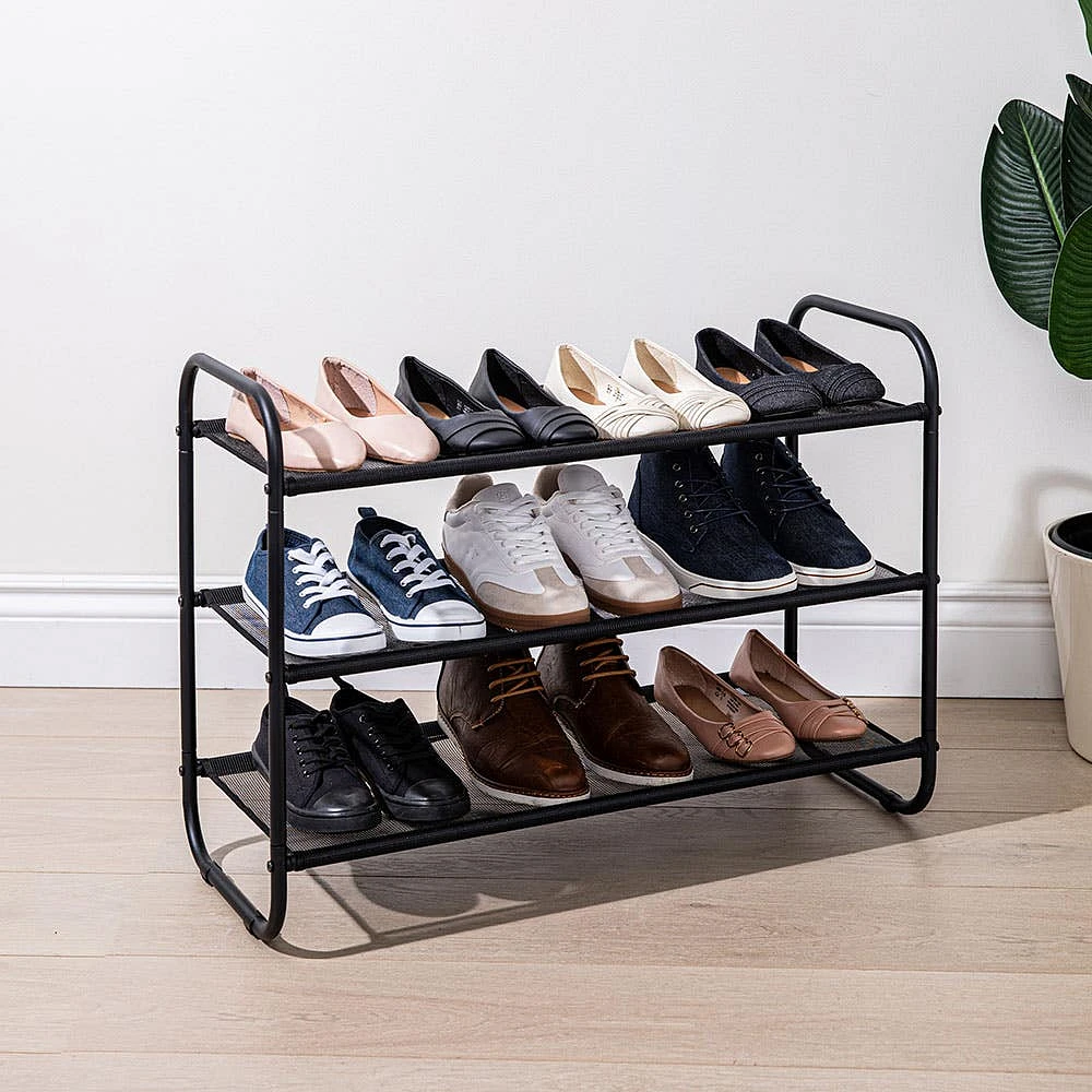 KSP Noir 3-Tier Shoe Rack 76 x 30 x 55cm (Black)