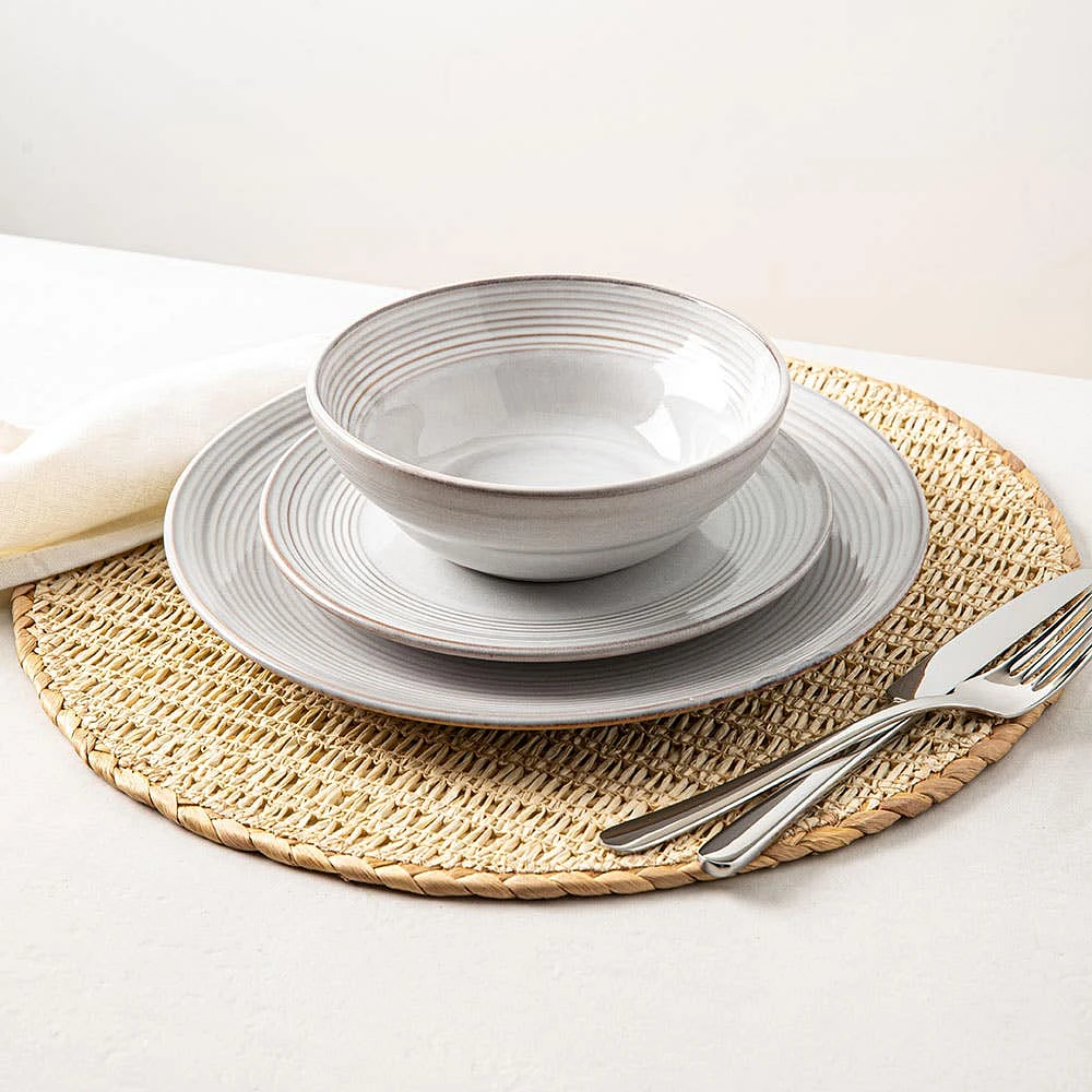 KSP Arcadia Reactive Stoneware Dinnerware - Set of 12 (Grey)