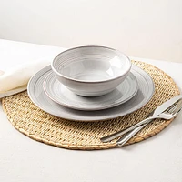 KSP Arcadia Reactive Stoneware Dinnerware - Set of 12 (Grey)