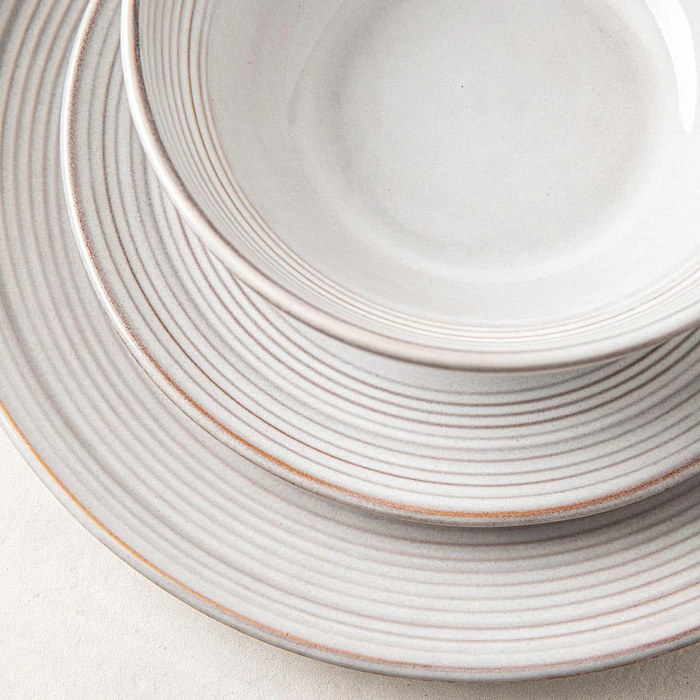 KSP Arcadia Reactive Stoneware Dinnerware - Set of 12 (Grey)