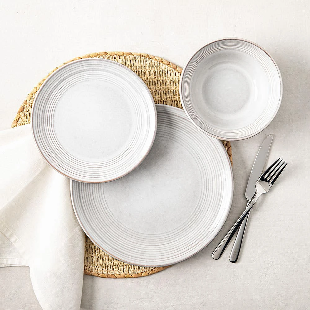 KSP Arcadia Reactive Stoneware Dinnerware - Set of 12 (Grey)