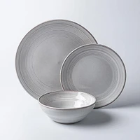 KSP Arcadia Reactive Stoneware Dinnerware - Set of 12 (Grey)