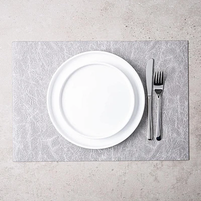 KSP Gather & Dine Textura Luxe Reversible Vinyl Placemat (Silver)