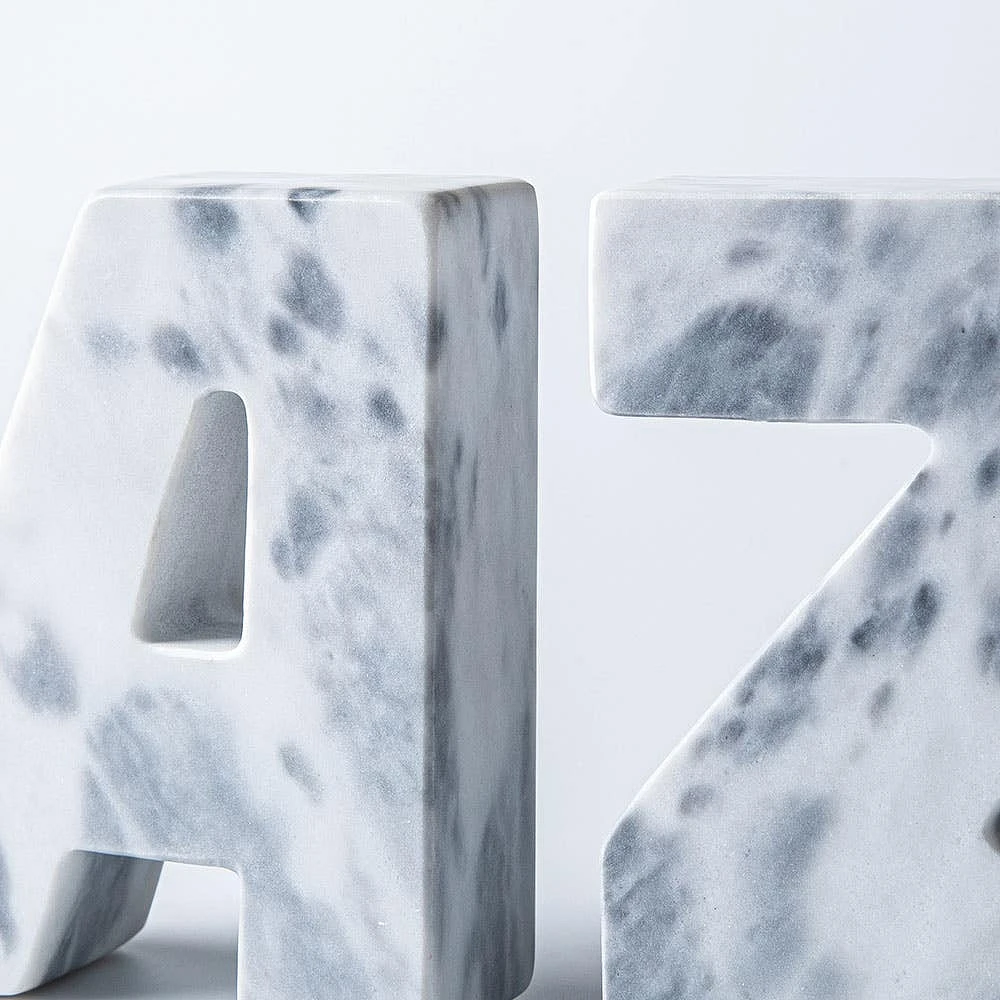 KSP Marbelle 'A-Z' Marble Bookend - Set of 2 (White)