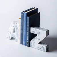KSP Marbelle 'A-Z' Marble Bookend - Set of 2 (White)