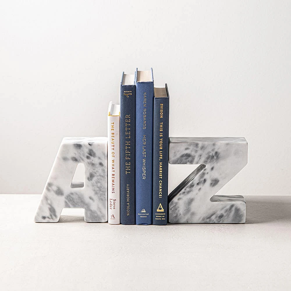 KSP Marbelle 'A-Z' Marble Bookend - Set of 2 (White)