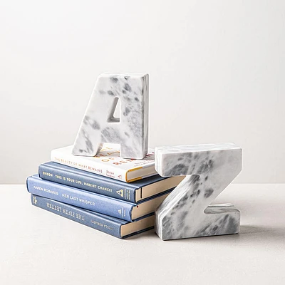 KSP Marbelle 'A-Z' Marble Bookend - Set of 2 (White)