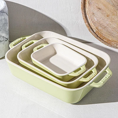 Staub En France 'MacAron' Rectangular Bake Dish - Set of 3 Light Green