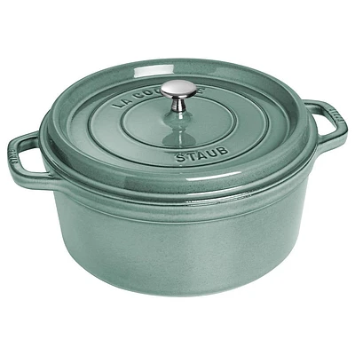 Staub France Cast Iron Round Cocotte 6L (Eucalyptus)