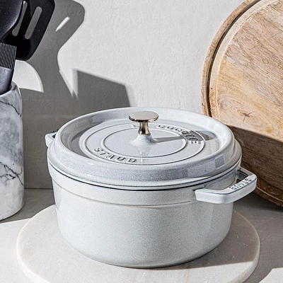 Staub France Cast Iron Round Cocotte (Truf Light Grey)