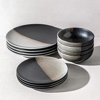 Maxwell & Williams Umi Porcelain Dinnerware - Set of 12 (Granite)