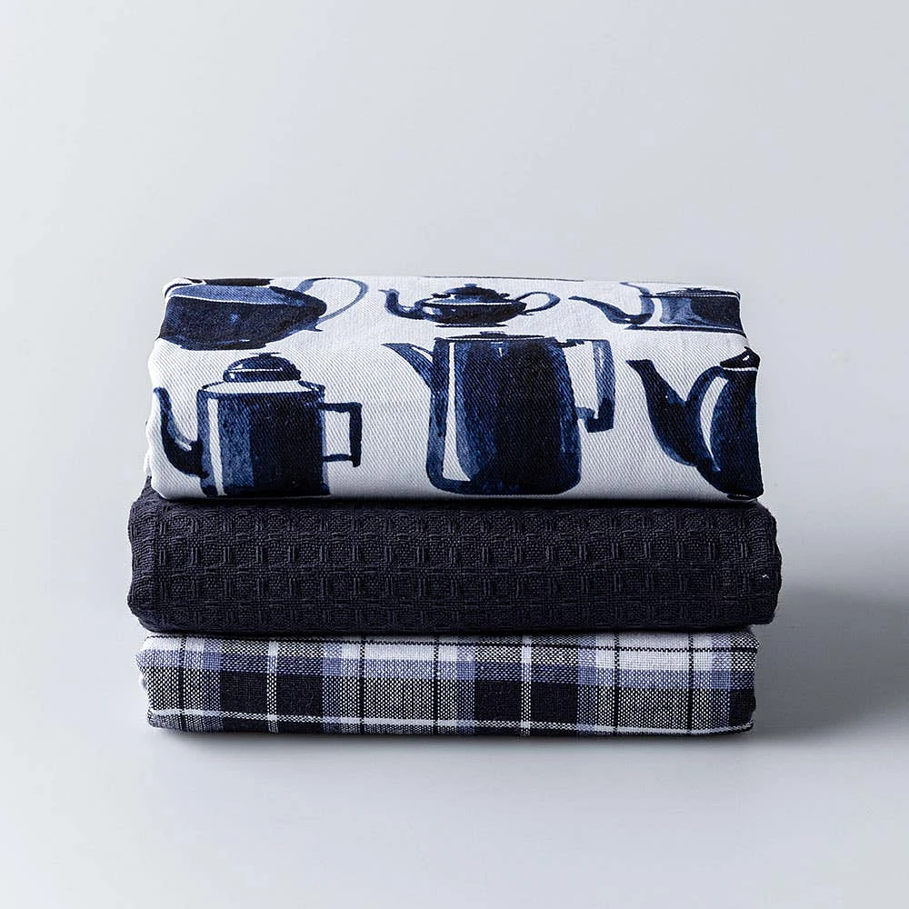 Harman Combo 'Tea Pots' Cotton Kitchen Towel - Set of 3