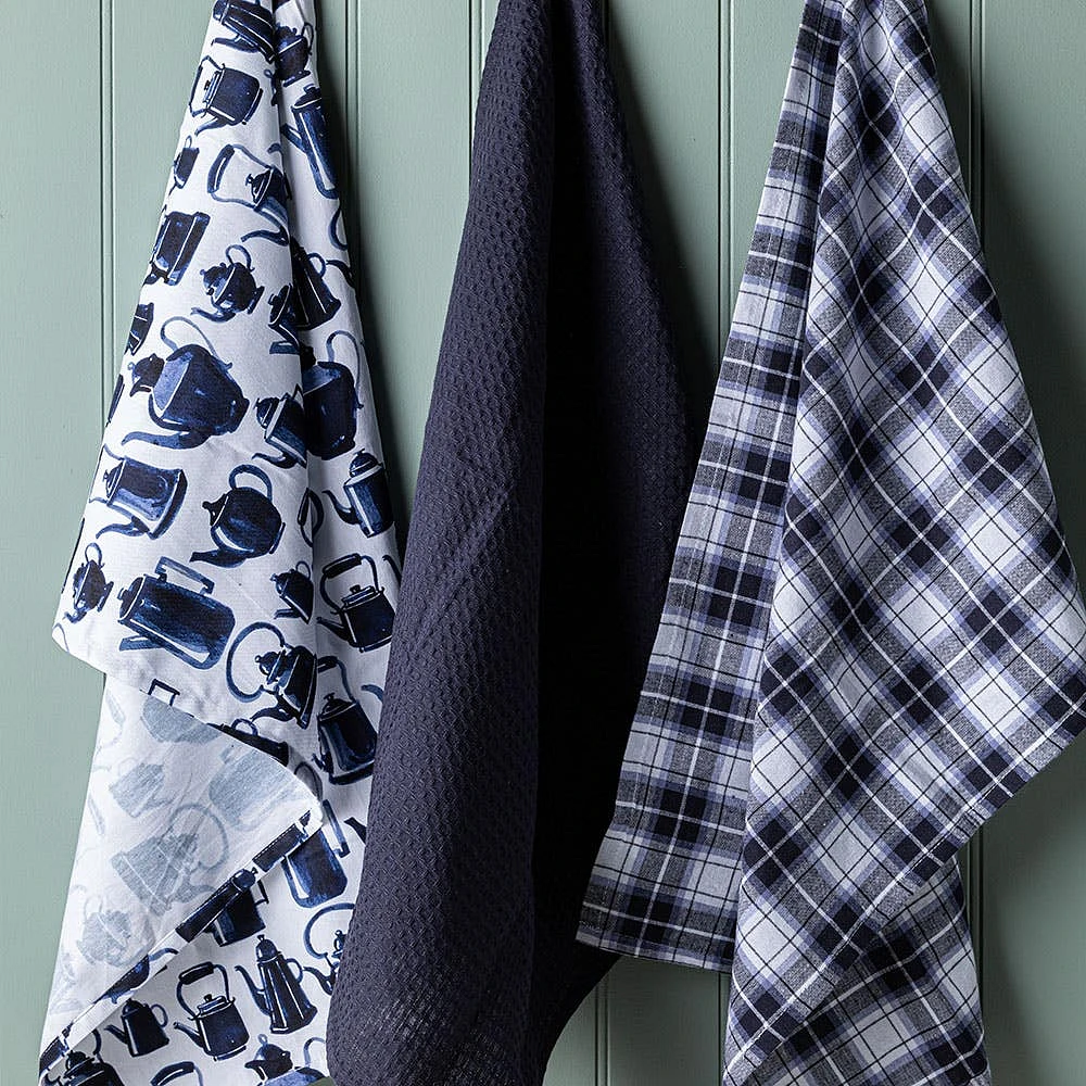 Harman Combo 'Tea Pots' Cotton Kitchen Towel - Set of 3