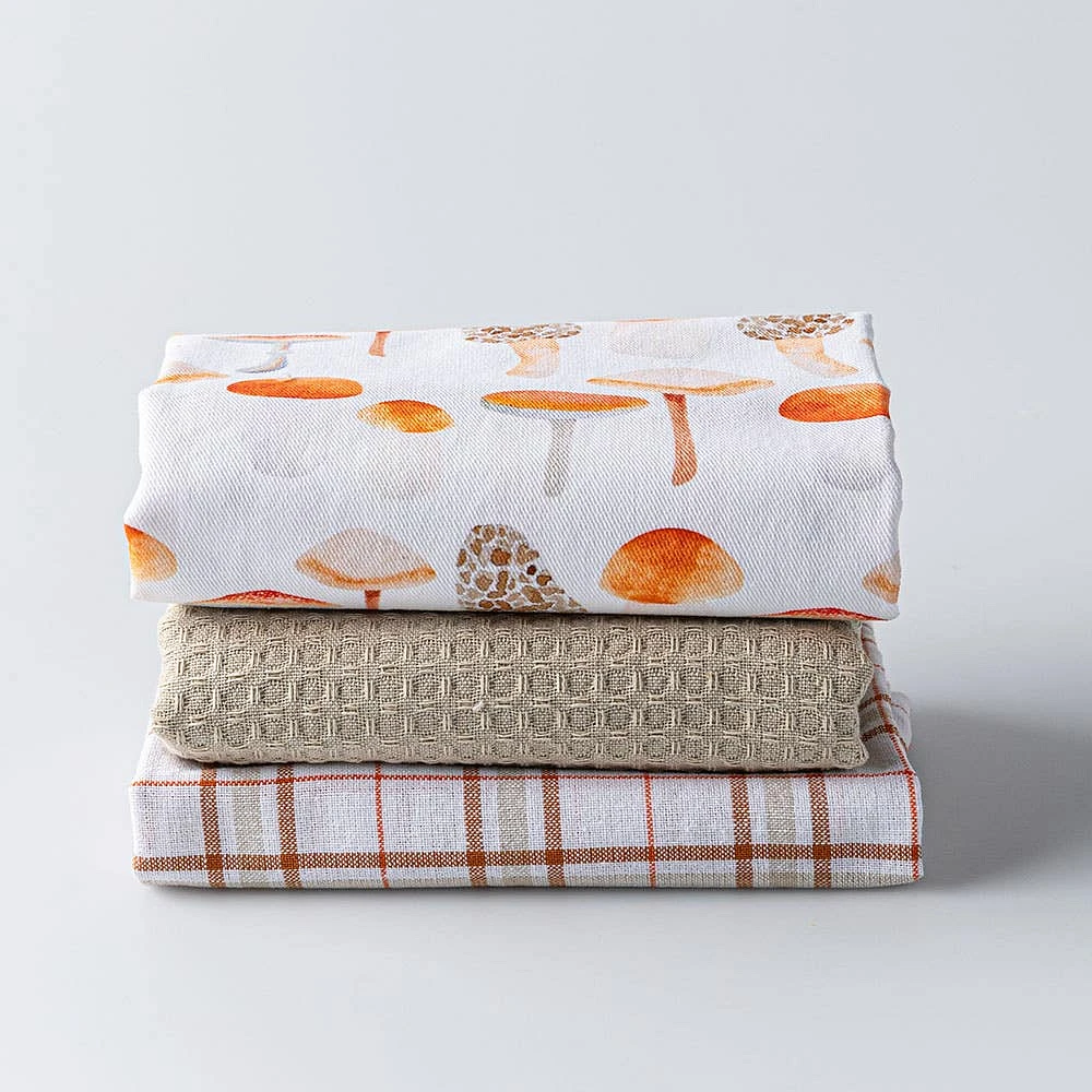 Harman Combo 'Mushrooms' Cotton Kitchen Towel - Set of 3