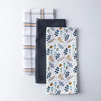 Harman Combo 'Blue Foliage' Cotton Kitchen Towel - Set of 3