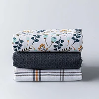 Harman Combo 'Blue Foliage' Cotton Kitchen Towel - Set of 3