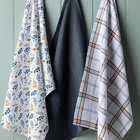 Harman Combo 'Blue Foliage' Cotton Kitchen Towel - Set of 3