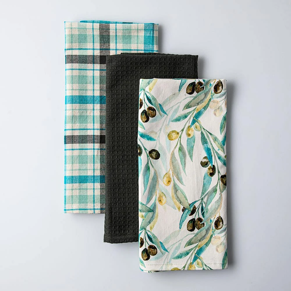 Harman Combo 'Olive' Cotton Kitchen Towel - Set of 3
