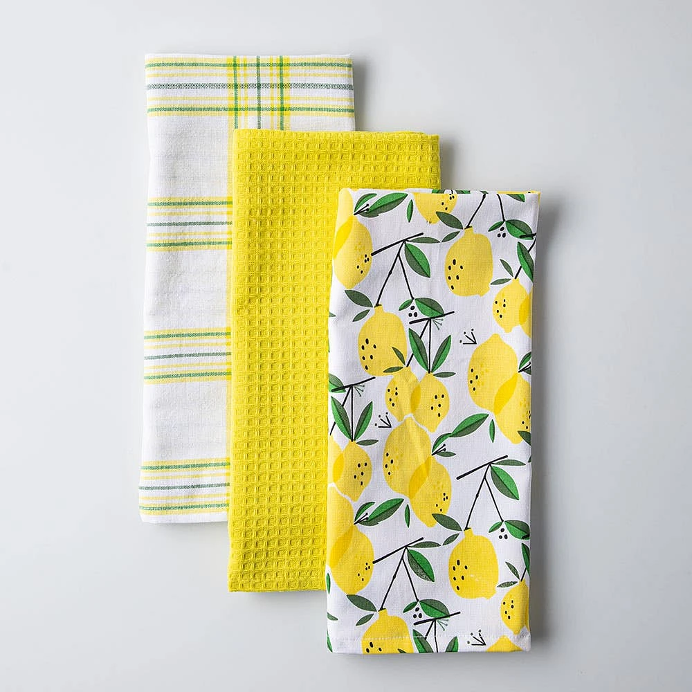 Harman Combo 'Lemon Tree' Cotton Kitchen Towel - Set of 3